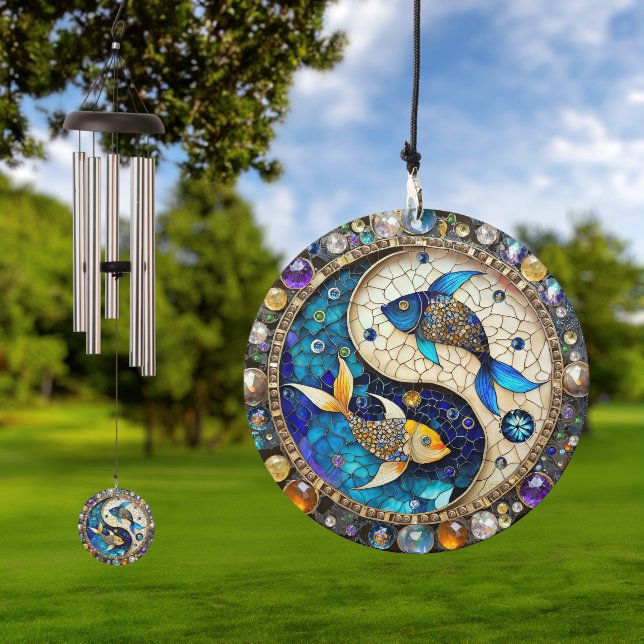 Zodiac - Pisces Fish Yin and Yang Wind Chime (Outdoor)