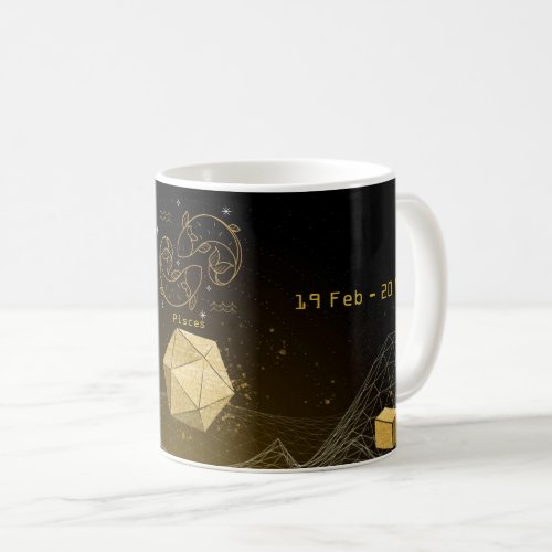 Zodiac Pisces Geometric Celestial Monogram Glitter Coffee Mug