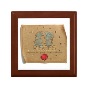Zodiac Pisces Wood Keepsake Box