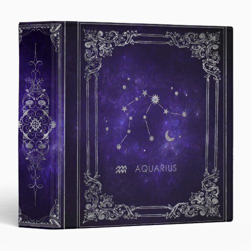 Zodiac Purple Aquarius  Astrology Horoscope 3 Ring Binder