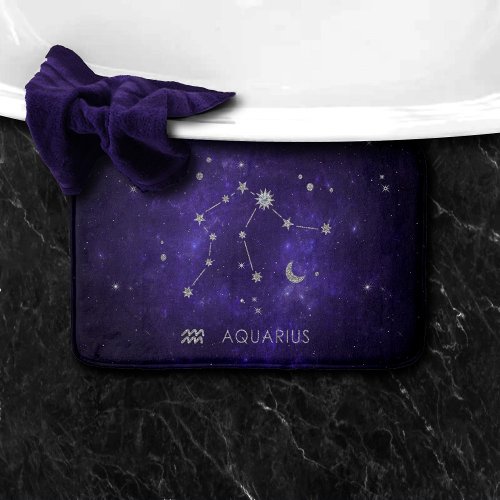 Zodiac Purple Aquarius  Astrology Horoscope Bath Mat