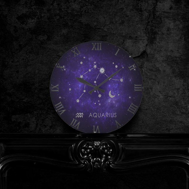 Zodiac Purple Aquarius | Astrology Horoscope Round Clock (Creator Uploaded)