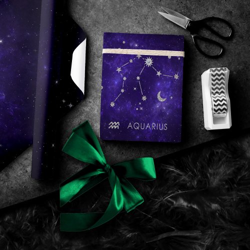 Zodiac Purple Aquarius  Astrology Horoscope Wrapping Paper