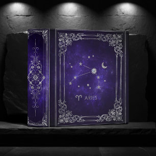 Zodiac Purple Aries Cosmic Astrology Horoscope 3 Ring Binder