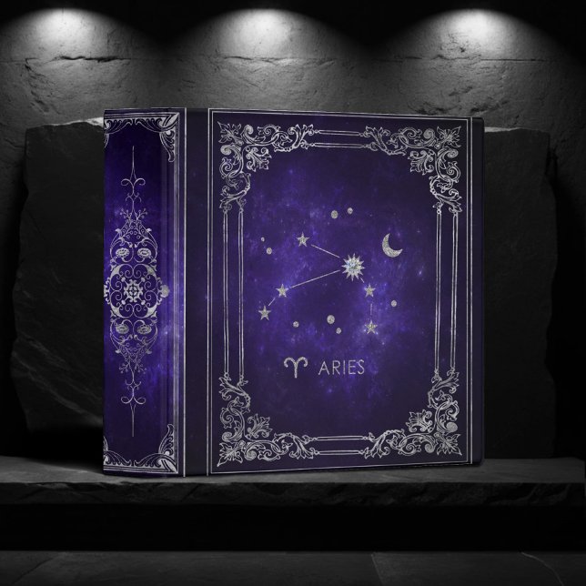Zodiac Purple Aries | Cosmic Astrology Horoscope 3 Ring Binder (Creator Uploaded)