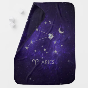 Zodiac Purple Aries   Cosmic Astrology Horoscope Baby Blanket