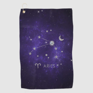 Zodiac Purple Aries   Cosmic Astrology Horoscope Golf Towel