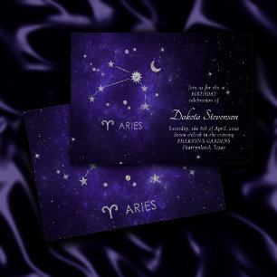 Zodiac Purple Aries Cosmic Astrology Horoscope Invitation