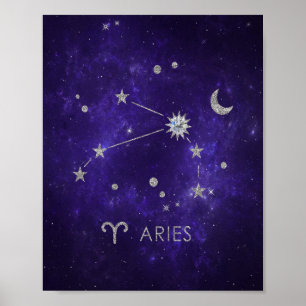 Zodiac Purple Aries   Cosmic Astrology Horoscope Poster