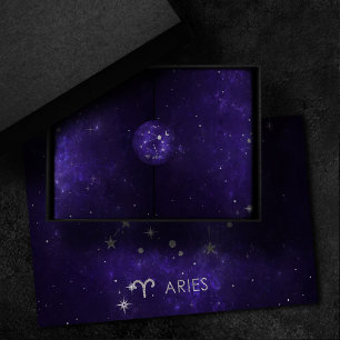Zodiac Purple Aries Cosmic Astrology Horoscope Tissue Paper