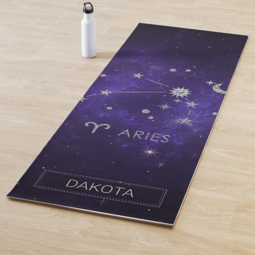 Zodiac Purple Aries  Cosmic Astrology Horoscope Yoga Mat