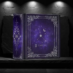Zodiac Purple Cancer Cosmic Astrology Horoscope 3 Ring Binder