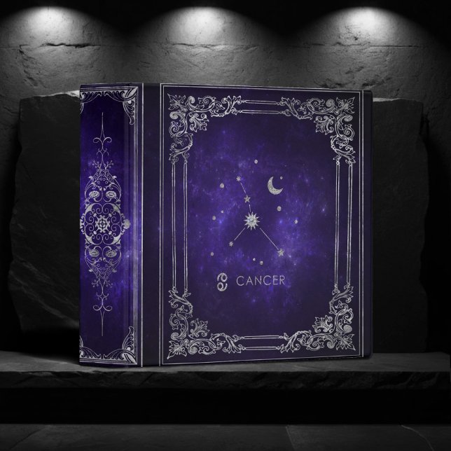 Zodiac Purple Cancer | Cosmic Astrology Horoscope 3 Ring Binder (Creator Uploaded)