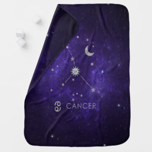 Zodiac Purple Cancer Cosmic Astrology Horoscope Baby Blanket
