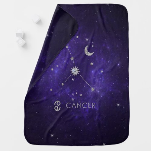 Zodiac Purple Cancer  Cosmic Astrology Horoscope Baby Blanket