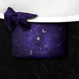 Zodiac Purple Cancer   Cosmic Astrology Horoscope Bath Mat