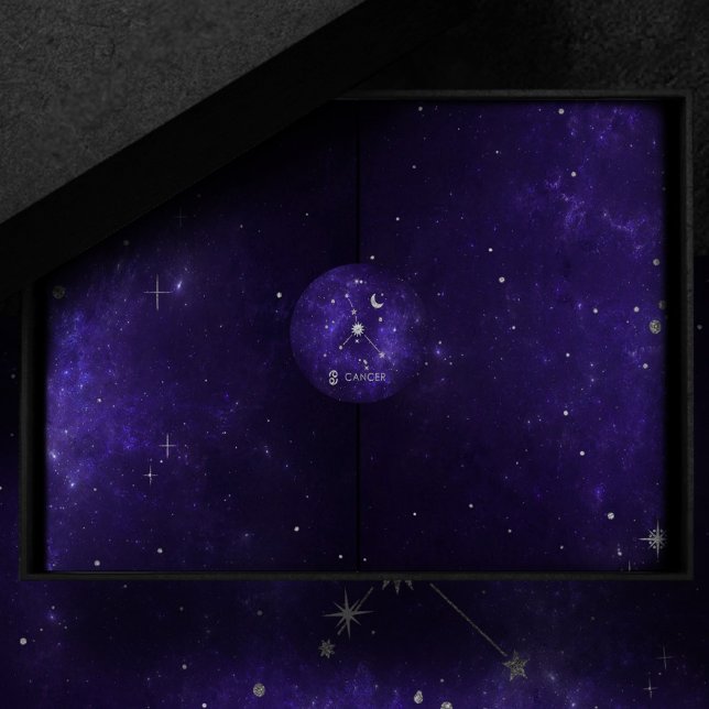 Zodiac Purple Cancer | Cosmic Astrology Horoscope Classic Round Sticker (Creator Uploaded)