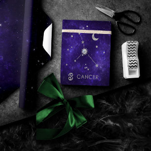 Zodiac Purple Cancer   Cosmic Astrology Horoscope Wrapping Paper