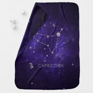 Zodiac Purple Capricorn Astrology Horoscope Baby Blanket