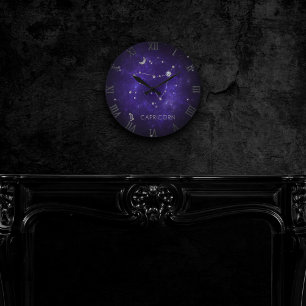 Zodiac Purple Capricorn Astrology Horoscope Round Clock