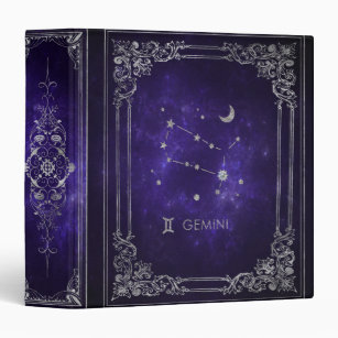 Zodiac Purple Gemini   Cosmic Astrology Horoscope 3 Ring Binder