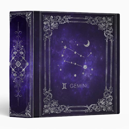 Zodiac Purple Gemini  Cosmic Astrology Horoscope 3 Ring Binder