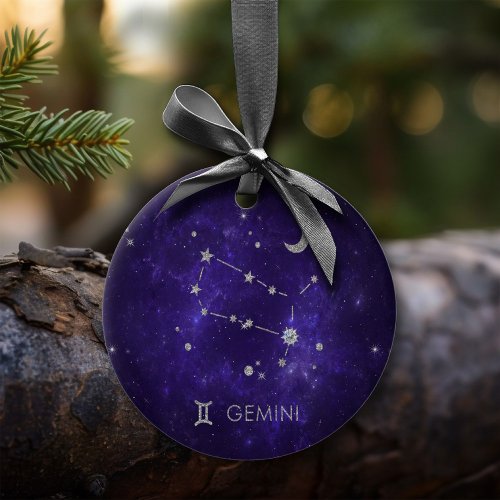 Zodiac Purple Gemini  Cosmic Astrology Horoscope Ceramic Ornament