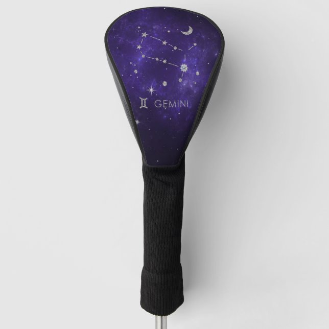 Zodiac Purple Gemini | Cosmic Astrology Horoscope Golf Head Cover (Front)