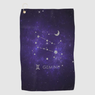 Zodiac Purple Gemini Cosmic Astrology Horoscope Golf Towel