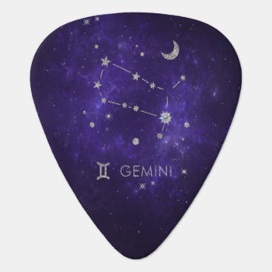 Zodiac Purple Gemini Cosmic Astrology Horoscope Guitar Pick