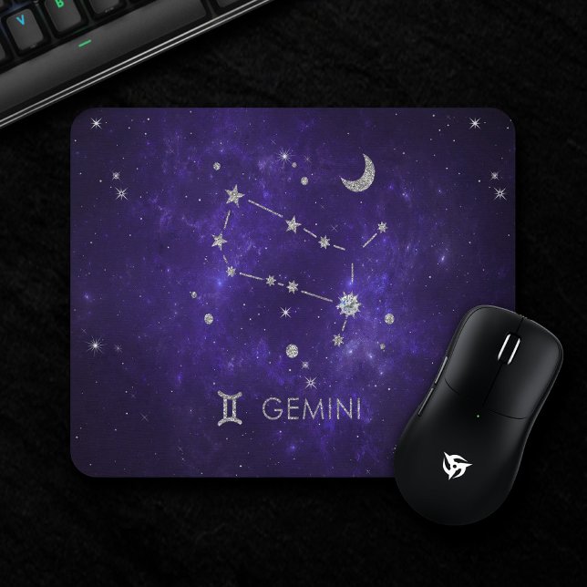 Zodiac Purple Gemini | Cosmic Astrology Horoscope Mouse Pad (Creator Uploaded)