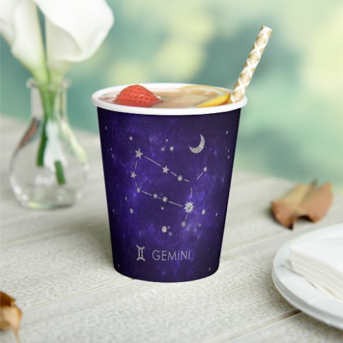 Zodiac Purple Gemini  Cosmic Astrology Horoscope Paper Cups