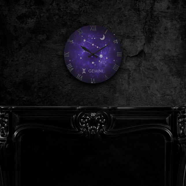Zodiac Purple Gemini | Cosmic Astrology Horoscope Round Clock (Creator Uploaded)