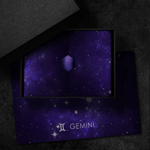 Zodiac Purple Gemini  Cosmic Astrology Horoscope Tissue Paper