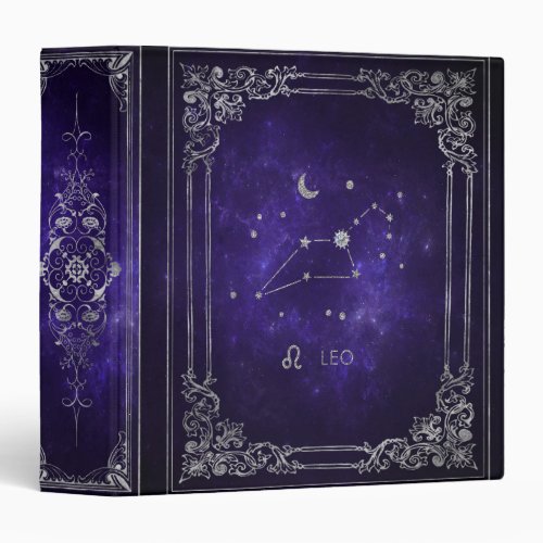 Zodiac Purple Leo  Cosmic Astrology Horoscope 3 Ring Binder