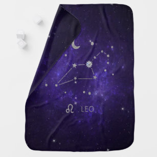 Zodiac Purple Leo   Cosmic Astrology Horoscope Baby Blanket