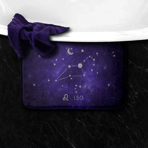 Zodiac Purple Leo  Cosmic Astrology Horoscope Bath Mat