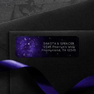 Zodiac Purple Leo Cosmic Astrology Horoscope Label