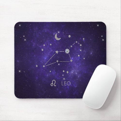 Zodiac Purple Leo  Cosmic Astrology Horoscope Mouse Pad