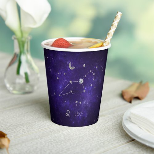 Zodiac Purple Leo  Cosmic Astrology Horoscope Paper Cups