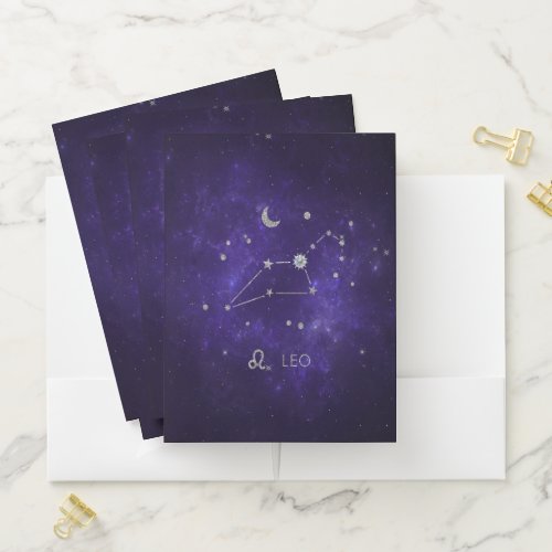 Zodiac Purple Leo  Cosmic Astrology Horoscope Pocket Folder
