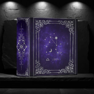 Zodiac Purple Libra Cosmic Astrology Horoscope 3 Ring Binder