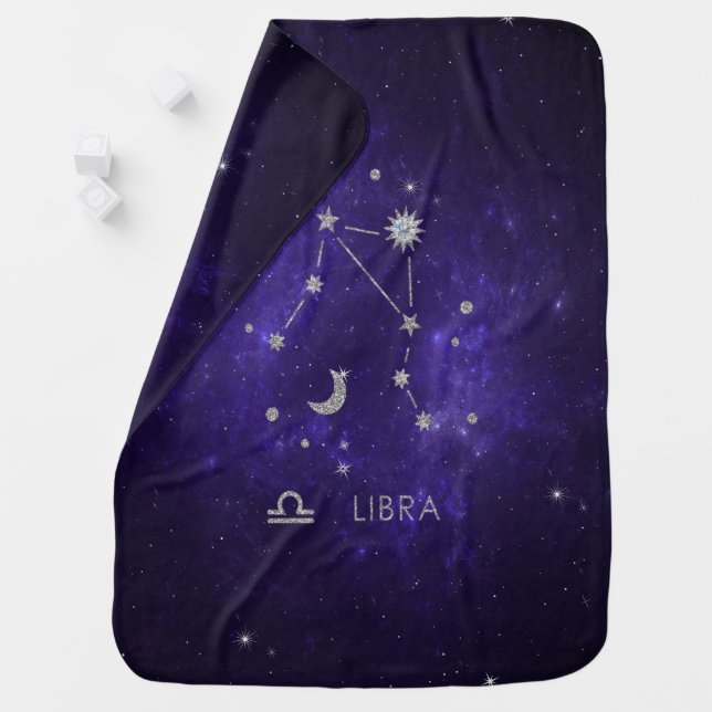 Zodiac Purple Libra | Cosmic Astrology Horoscope Baby Blanket (In Situ)