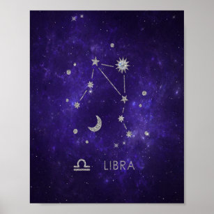 Zodiac Purple Libra   Cosmic Astrology Horoscope Poster