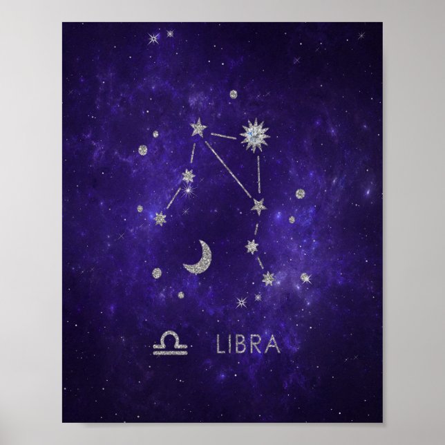 Zodiac Purple Libra | Cosmic Astrology Horoscope Poster (Front)