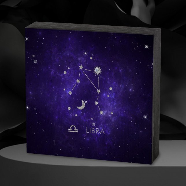 Zodiac Purple Libra | Cosmic Astrology Horoscope Wooden Box Sign (Creator Uploaded)