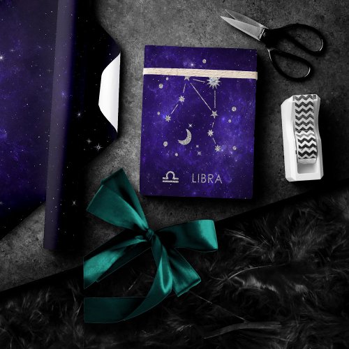 Zodiac Purple Libra  Cosmic Astrology Horoscope Wrapping Paper