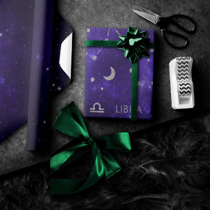 Zodiac Purple Libra Cosmic Astrology Horoscope Wrapping Paper