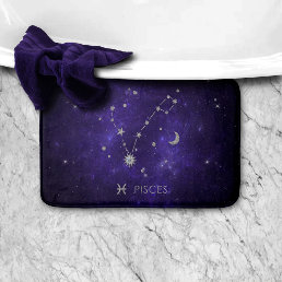 Zodiac Purple Pisces | Cosmic Astrology Horoscope Bath Mat