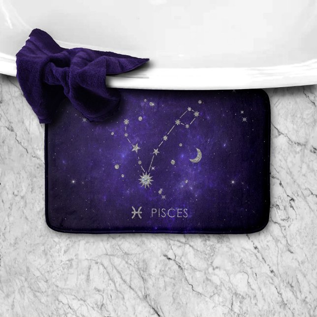 Zodiac Purple Pisces | Cosmic Astrology Horoscope Bath Mat (Creator Uploaded)